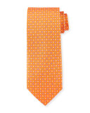 Neat Gancini-Print Silk Tie, Orange