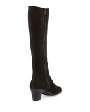 Suede Side-Zip Knee Boot
