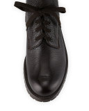 Double-Buckle Leather Combat Boot, Brown