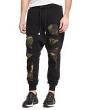 Militant Camo-Print Jogger Pants, Black/Multicolor