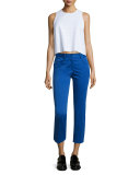 Audrey Cropped Stretch Pants, Clematis Blue