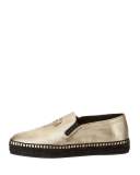 Sporty Metallic Palm Espadrille, Gold