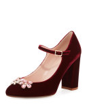 ballina crystal velvet mary jane pump, bordeaux