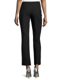 Stretch-Wool Cigarette Pants, Black