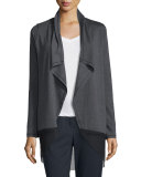 Julianne Knit Jacket w/ Mesh Hem, Charcoal Melange