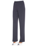 Straight-Leg Flat Knit Wool Pants