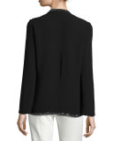 Mallet Long-Sleeve Embellished Silk Tunic, Black