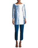 3/4-Sleeve Gradient Sequined Tunic 