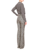 Serge Floral-Print Boot-Cut Pants, Black/Natural White