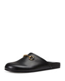 Horsebit Leather Slipper, Black