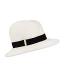 Nell Handmade Wool Fedora Hat, Ivory/Black
