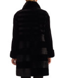 Reversible Diagonal-Mink Stroller Coat, Black