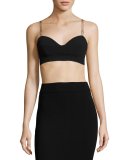 Toria Crepe Bralette Crop Top, Black/Rosetta