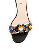 Flowerland Colorblock Leather Sandal, Black/Optic White