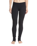 Goddess Ribbed Sport Leggings, Black/Black