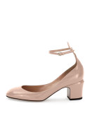 Tango Patent Ankle-Wrap Pump, Nude