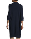 Cashmere 3/4-Sleeve Long Cardigan