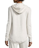 Hooded Striped Terry Sweatshirt, Heather Gray/Oatmeal