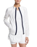 Training Jacket W/Contrast Stripe, White/Navy