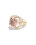 Albion Ring with Morganite and Diamonds in Gold, Size 6