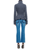Flare-Leg Cropped Jeans, Indigo