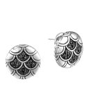 Naga Silver Lava Button Earrings with Black Sapphire