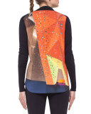 Rock Climbing Wool Cardigan w/Abstract Back, Navy