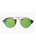 Milan Mirrored Iridescent Sunglasses, Horn/Green