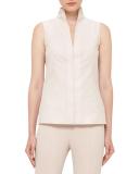 Sleeveless Stand-Collar Blouse, Nude