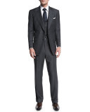 Windsor Base Sharkskin Three-Piece Suit, Charcoal