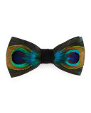 Hugo Peacock-Feather Bow Tie, Green