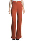 High-Waist Flare-Leg Pants, Pomegranate