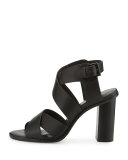 Avery Crisscross Nubuck City Sandal, Black