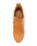 Scalloped Leather Chelsea Boot, Peanut Butter