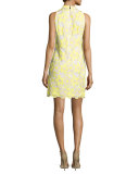 Sleeveless Mock-Neck Floral Lace Dress, Sunray