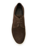 Perforated Suede Rubber-Sole Derby Shoe, Brown