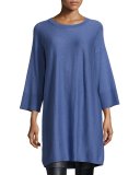 3/4-Sleeve Organic Cotton Tunic, Periwinkle
