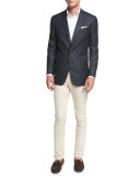 Hawthorne Windowpane Two-Button Sport Coat, Royal Emerald