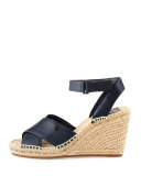 Bima Leather Wedge Espadrille Sandal, Bright Navy