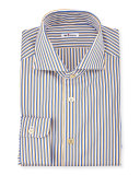 Striped Long-Sleeve Sport Shirt, Navy