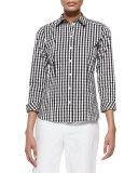 Janessa 3/4-Sleeve Gingham Blouse