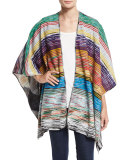 Zigzag Shimmer Poncho, Multicolor