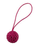 Crocodile Pom Pom Purse Charm, Pink Matte