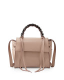 Angel Sensua Small Satchel Bag, Skin/Dark Red