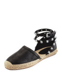 Gilles Studded Espadrille Flat, Black