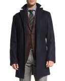 Cashmere Single-Breasted Car Coat, Navy