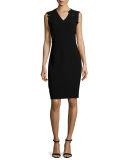 Benita Sleeveless Lace-Back Sheath Dress, Optic White