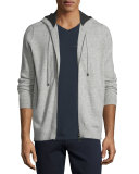 Cashmere Zip-Up Hoodie, Heather Steel