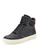 Adam Men's Leather High-Top Sneaker, Blue