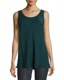 Portman Sleeveless Silk Blouse, Petrol